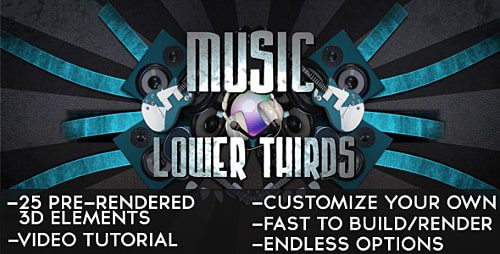 دانلود پروژه آماده افترافکت زیرنویس موزیک Music Lower Thirds