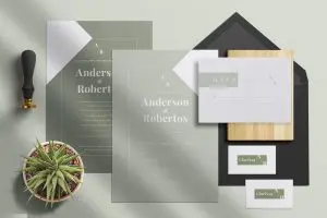 دانلود فایل لایه باز کارت عروسی Green Wedding Suite