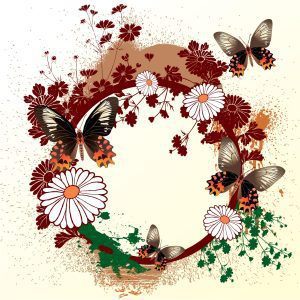 دانلود وکتور لایه باز نقوش اسلیمی گل و پروانه