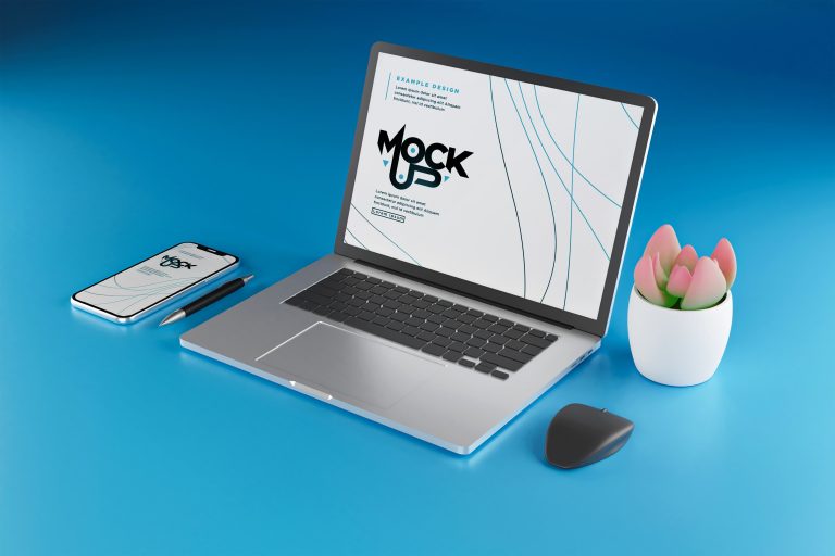 دانلود طرح لایه باز موکاپ لپ تاپ و موبایل