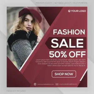 دانلود وکتور لایه باز فروش پوشاک زنانه با تخفیف پنجاه درصدی