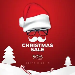 دانلود وکتور لایه باز فروش محصولات کریسمس با تخفیف