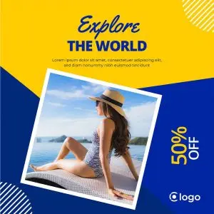 دانلود وکتور لایه باز پوستر تخفیف تور و سفر