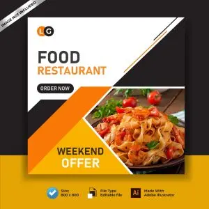 دانلود وکتور لایه باز پوستر تخفیف رستوران و غذا