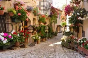 عکس با کیفیت کوچه ای با خانه های کلاسیک زیبا