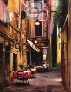 عکس با کیفیت نقاشی کافه اروپایی