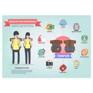 دانلود وکتور لایه باز اینفوگرافی کوله پشتی مسافرتی