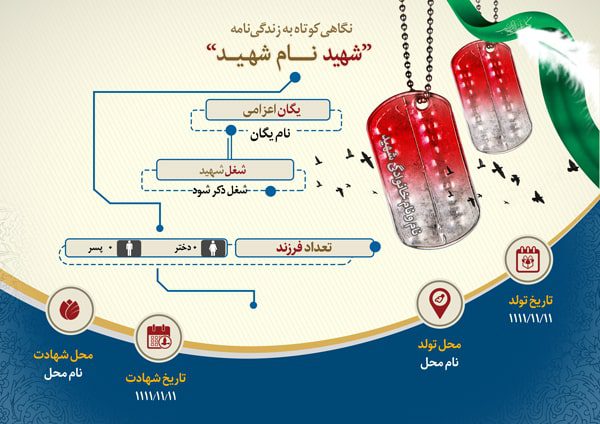 دانلود طرح لایه باز اینفوگرافی بیوگرافی شهدا