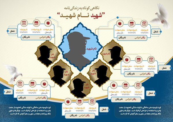 دانلود طرح لایه باز اینفوگرافی معرفی شهدا