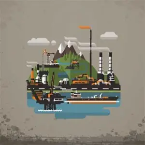 دانلود وکتور لایه‌ باز معرفی جامع  زنجیره تولید نفت از استخراج دریایی تا پالایش و حمل‌ونقل
