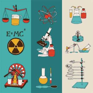 دانلود وکتور لایه‌ باز مجموعه آیکون‌های علمی و تجهیزات آزمایشگاهی