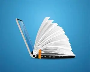 دانلود وکتور لایه‌ باز کتاب دیجیتال در لپ‌تاپ
