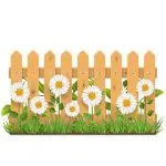 دانلود وکتور لایه باز حصار چوبی تزئینی با گل و چمن