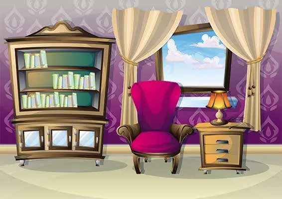 دانلود طرح لایه باز فضای مطالعه کلاسیک و چیدمان کتابخانه
