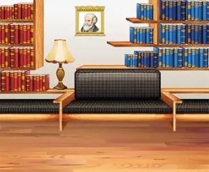 دانلود وکتور لایه‌باز فضای کتابخانه و اتاق مطالعه کلاسیک