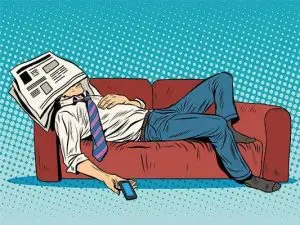دانلود طرح لایه‌باز کاراکتر مرد خسته روی مبل 