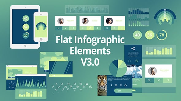 دانلود پروژه آماده افترافکت المان موشن گرافیک flat infographic elements