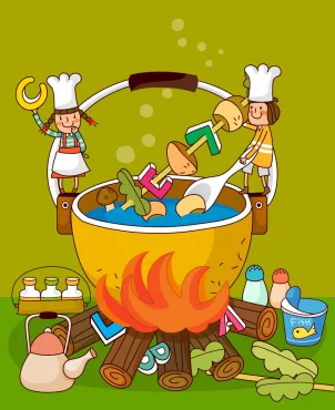 دانلود وکتور لایه باز نقاشی کودکانه آشپزی
