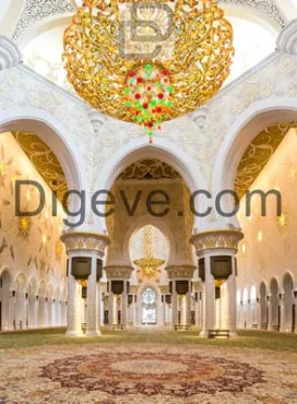 دانلود عکس با کیفیت نمای داخلی مسجد جامع شیخ زاید