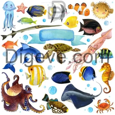 دانلود عکس با کیفیت کارتونی حیوانات دریایی