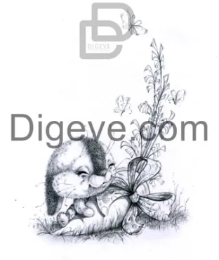 دانلود عکس با کیفیت کارتونی سیاه و سفید خرگوش