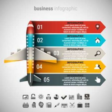 دانلود وکتور لایه باز اینفوگرافی شرکت های هواپیمایی و تور های مسافرتی