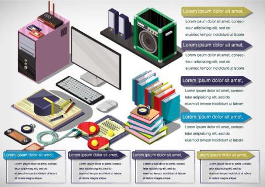 دانلود وکتور لایه باز اینفوگرافی میز کاری و تحصیلی