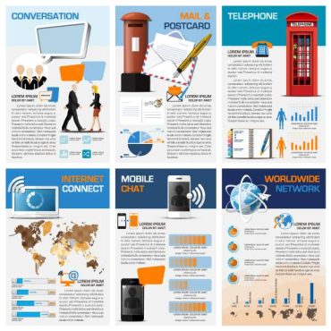 دانلود وکتور لایه باز اینفوگرافی تلفن و پست
