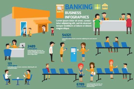 دانلود وکتور لایه باز اینفوگرافی محیط بانک
