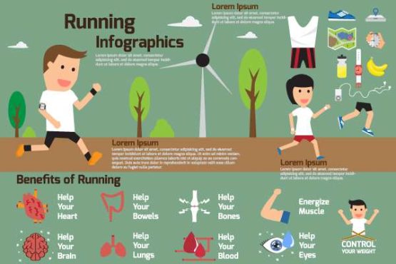 دانلود وکتور لایه باز اینفوگرافی دویدن و ورزش