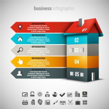 دانلود وکتور لایه باز اینفوگرافی کسب و کار املاک و مستغلات