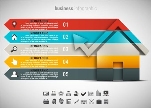 دانلود وکتور لایه باز اینفوگرافی کسب و کار املاک و مستغلات