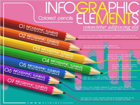 دانلود وکتور لایه باز اینفوگرافی مداد رنگی