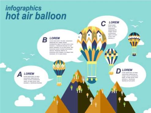 دانلود وکتور لایه باز اینفوگرافی بالن هوای گرم