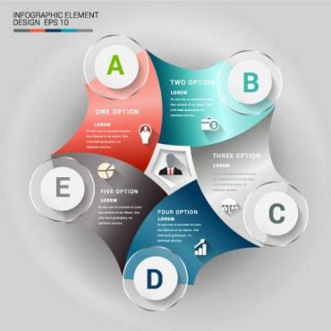 دانلود وکتور لایه باز اینفوگرافی طرح 5 قسمتی
