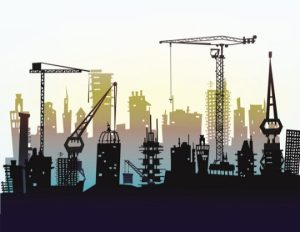 دانلود وکتور لایه باز سیلوئت ساختمان‌های در حال ساخت