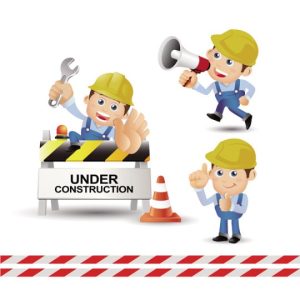دانلود وکتور لایه باز کارگر با تابلو هشدار در حال ساخت