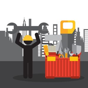 دانلود وکتور لایه باز پوستر جعبه ابزار ساختمانی