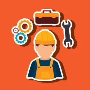 دانلود وکتور لایه باز کارگر ساختمانی با ابزار
