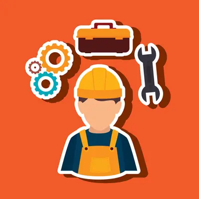 دانلود وکتور لایه باز کارگر ساختمانی با ابزار