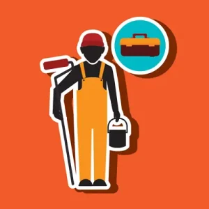 دانلود وکتور لایه باز کارگر با لباس کار و جعبه ابزار