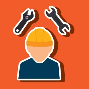 دانلود وکتور لایه باز کارگر ساختمانی با ابزار کار