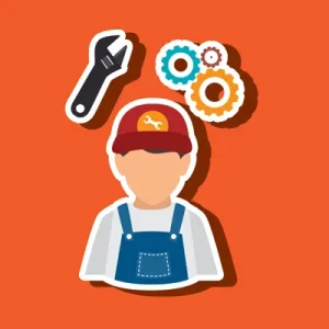 دانلود وکتور لایه باز کارگر ساختمانی با ابزار کار