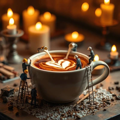 دانلود عکس با کیفیت خلق هنر در فنجان قهوه