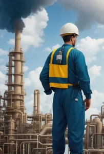 دانلود عکس با کیفیت مهندس ایمنی در محیط پالایشگاهی
