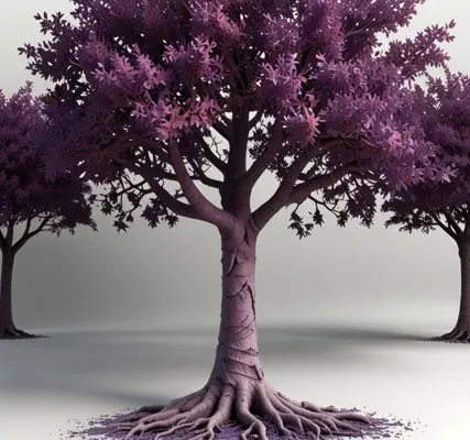 عکس با کیفیت درخت بنفش و ریشه‌های عمیق