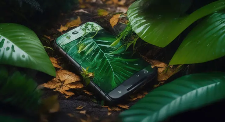دانلود عکس با کیفیت پیدا شدن تلفن هوشمند در طبیعت