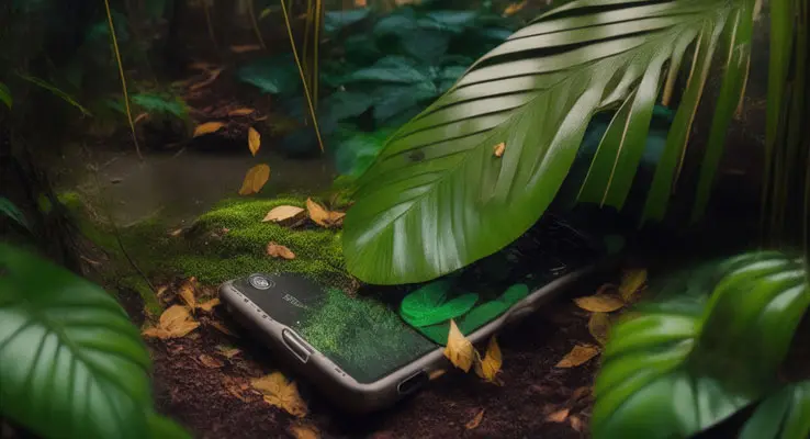 دانلود عکس با کیفیت تلفن هوشمند زیر سایه برگ‌ها