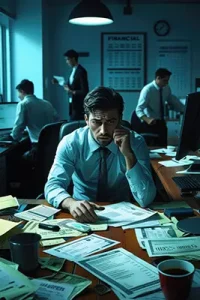 دانلود عکس با کیفیت کارمند نگران در دفتر کار