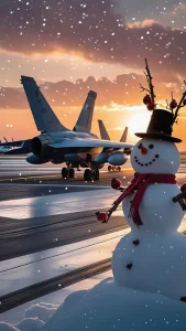 دانلود عکس با کیفیت جشن یلدا کنار جنگنده‌